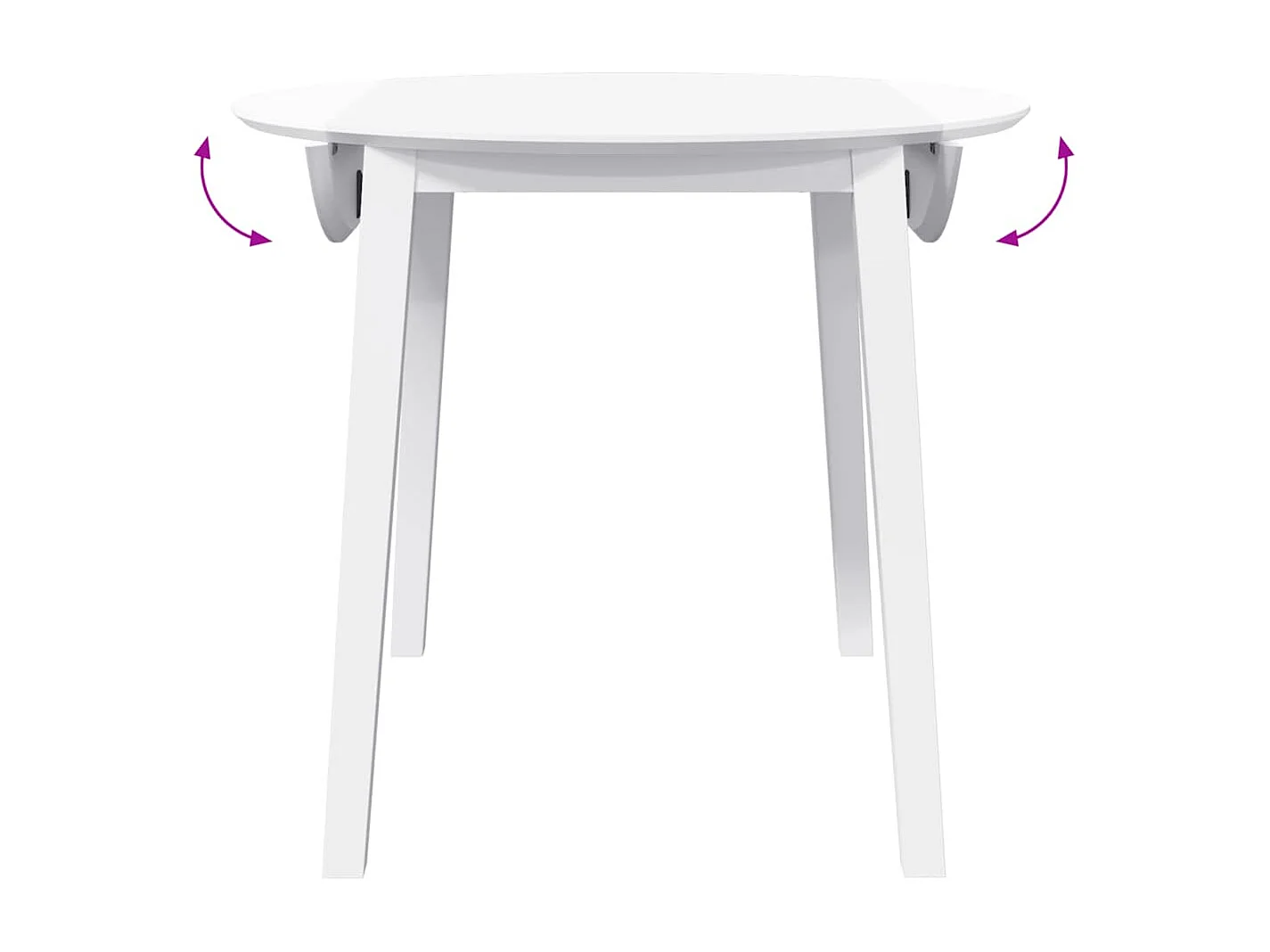 Mesa de comedor de madera maciza blanca y caucho