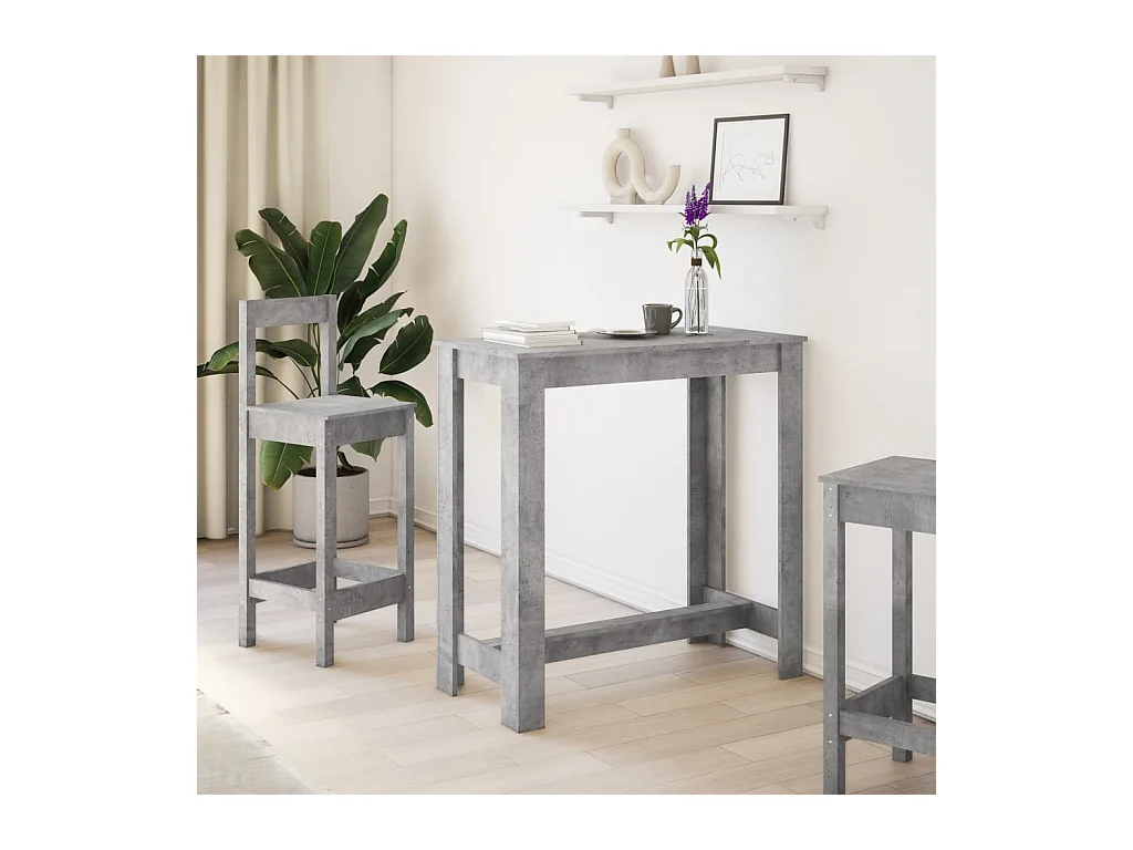 Table de bar gris béton 102x50x103,5 cm bois d'ingénierie
