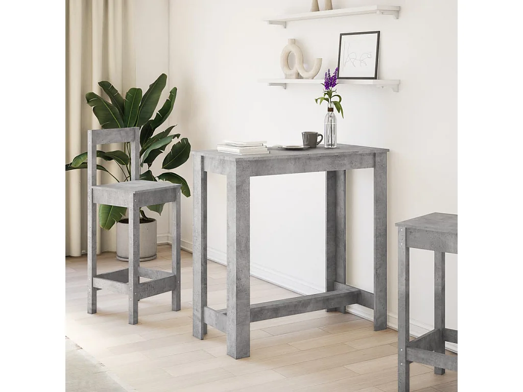 Mesa de bar de hormigón gris 102x50x103,5 cm madera de ingeniería