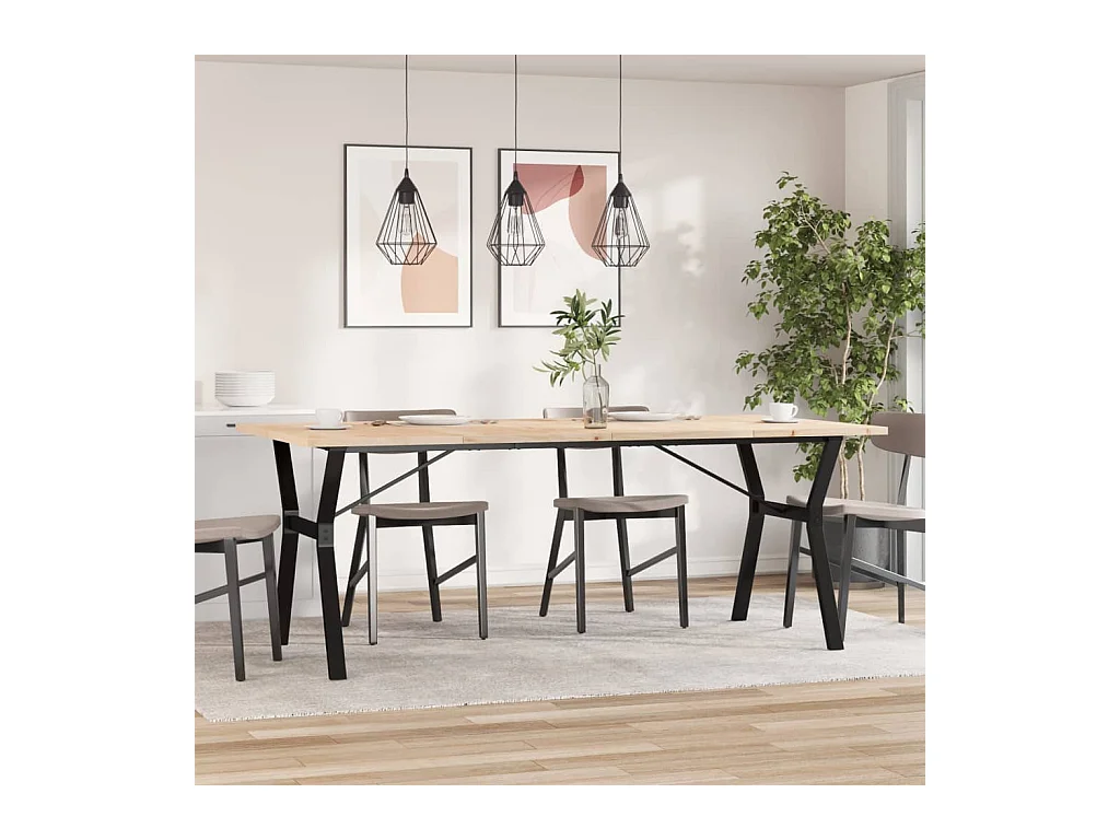 Mesa de comedor con estructura en Y 200x100x75,5 cm madera maciza de pino acero