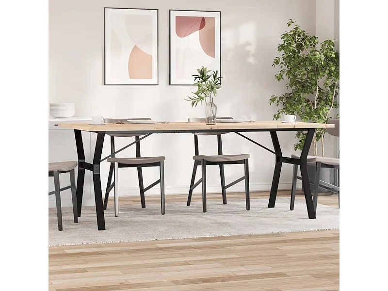 Mesa de comedor con estructura en Y 200x100x75,5 cm madera maciza de pino acero
