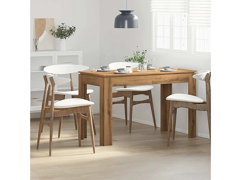 Handgemaakte eikenhouten eettafel 120x60x76 cm bewerkt hout