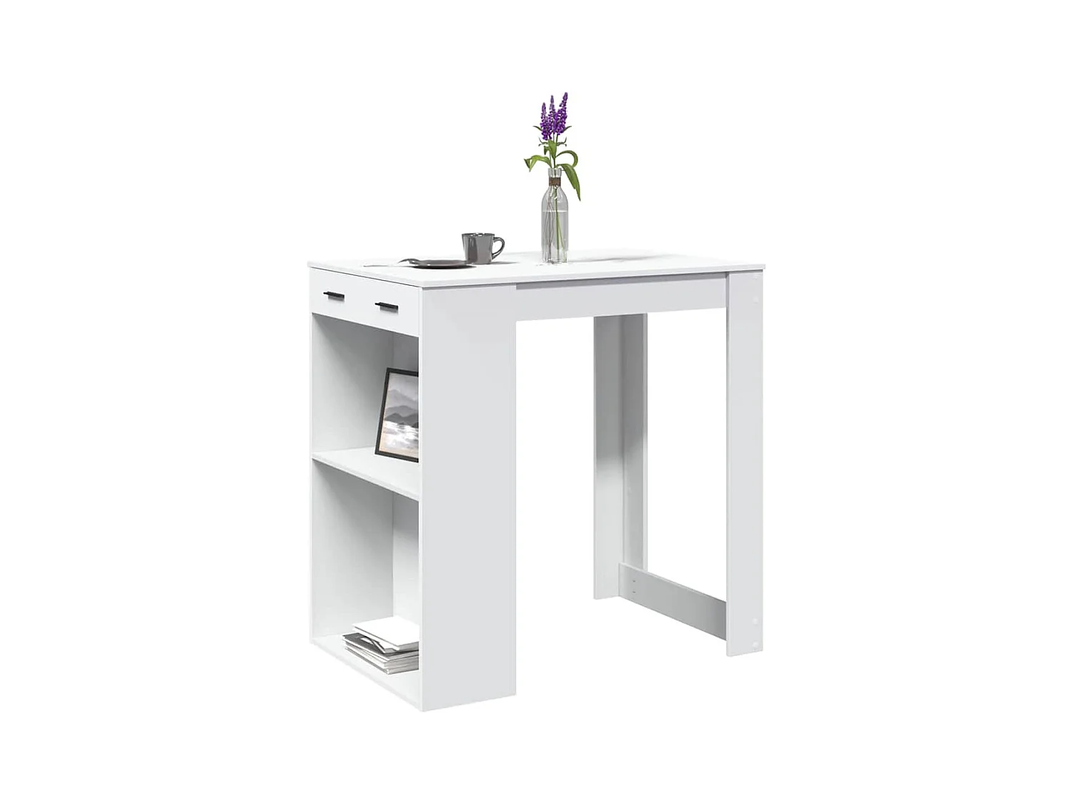 Table de bar blanc 102x70x103,5 cm bois d'ingénierie