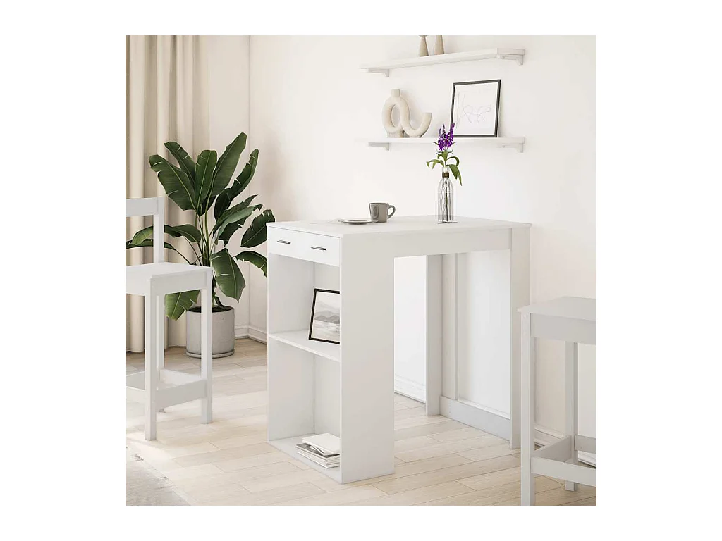 Table de bar blanc 102x70x103,5 cm bois d'ingénierie