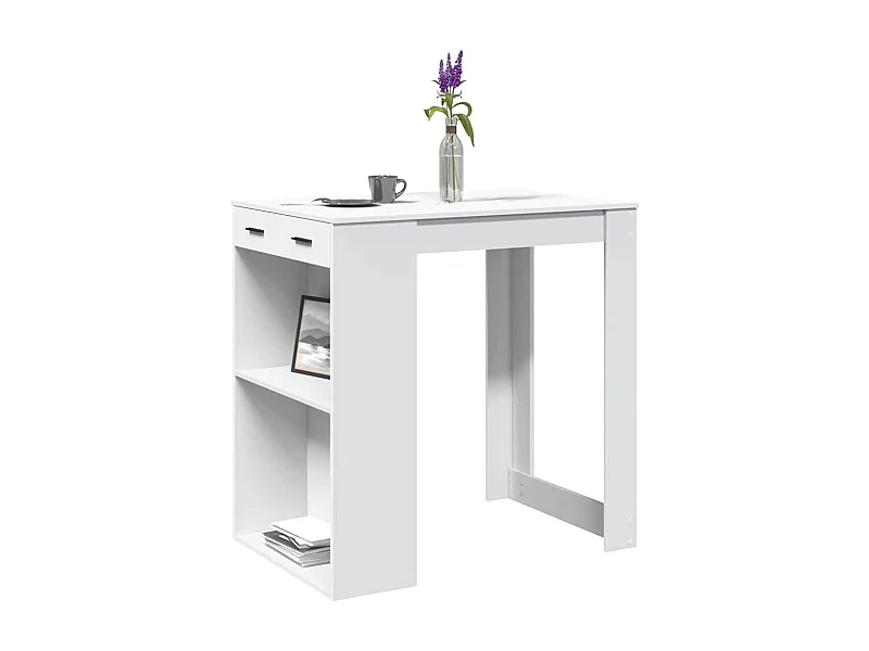 Mesa de bar blanca 102x70x103,5 cm madera de ingeniería