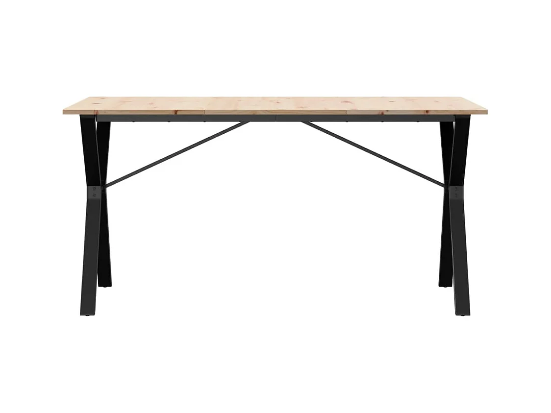 Table à manger cadre en Y 160x80x75 cm bois de pin massif acier