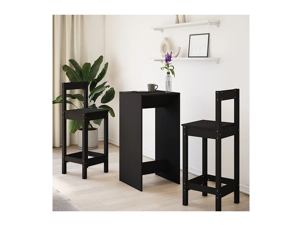 Table de bar noir 51x50x103,5 cm bois d'ingénierie