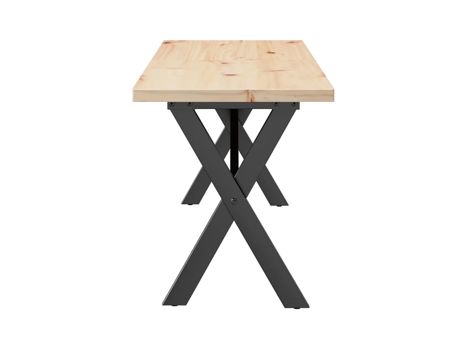 Table basse cadre en X 160x40x45,5 cm bois de pin massif acier