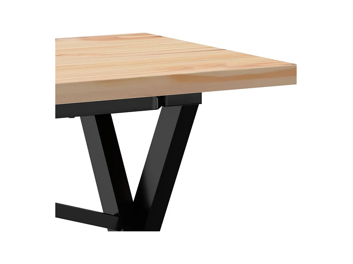 Table basse cadre en X 160x40x45,5 cm bois de pin massif acier