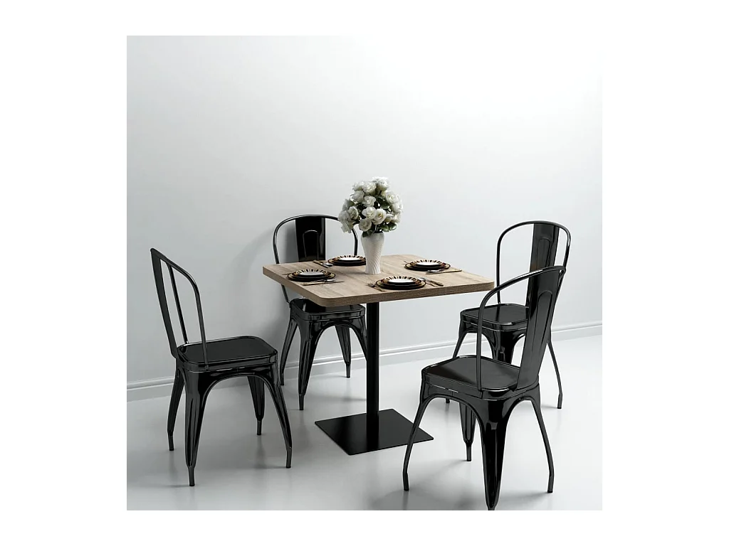 Table de bistro MDF et acier Carré 80x80x75 cm Couleur de chêne