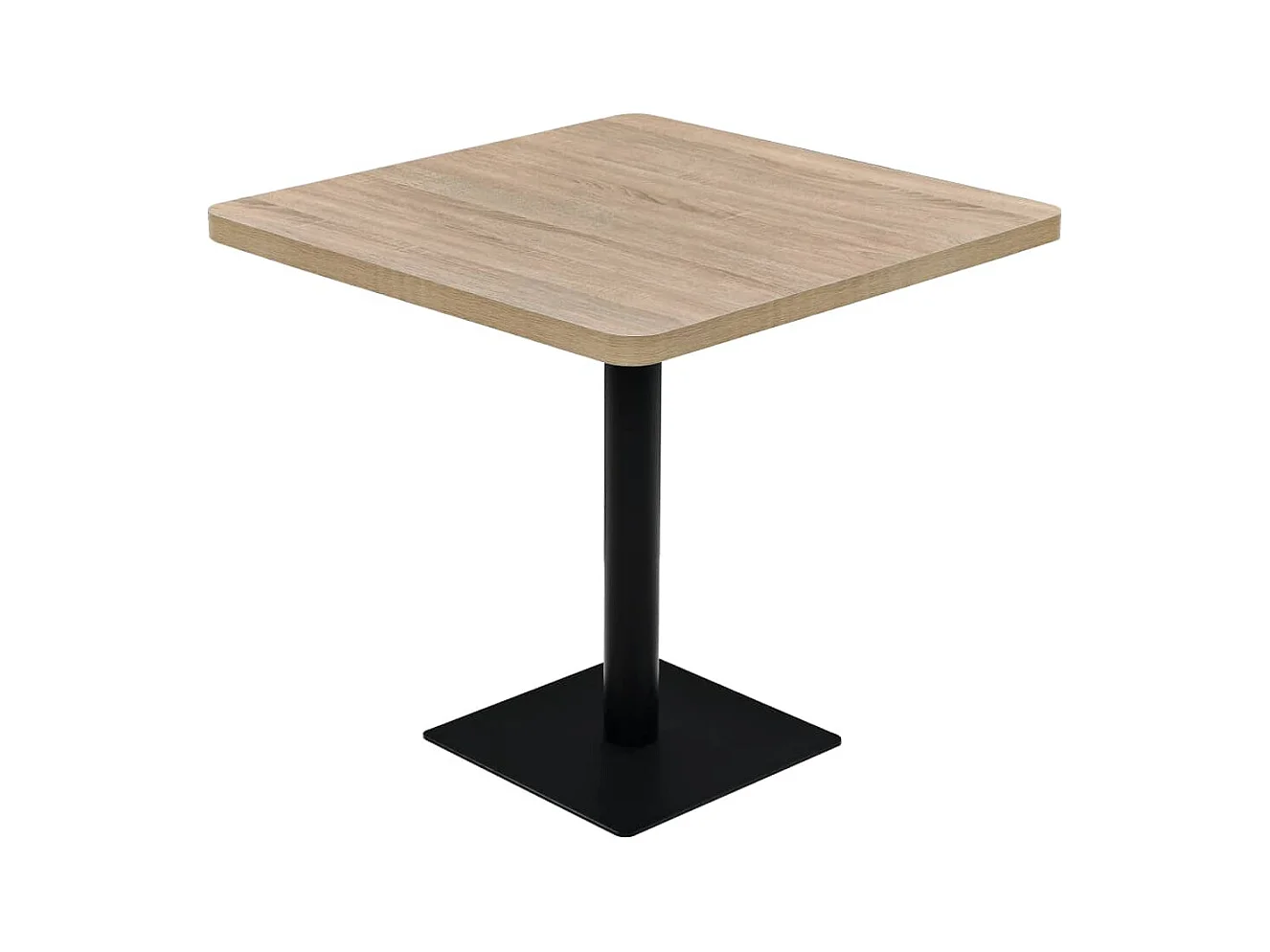 Table de bistro MDF et acier Carré 80x80x75 cm Couleur de chêne