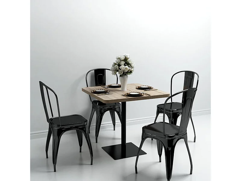 Mesa bistro de MDF y acero Cuadrada 80x80x75 cm Color roble