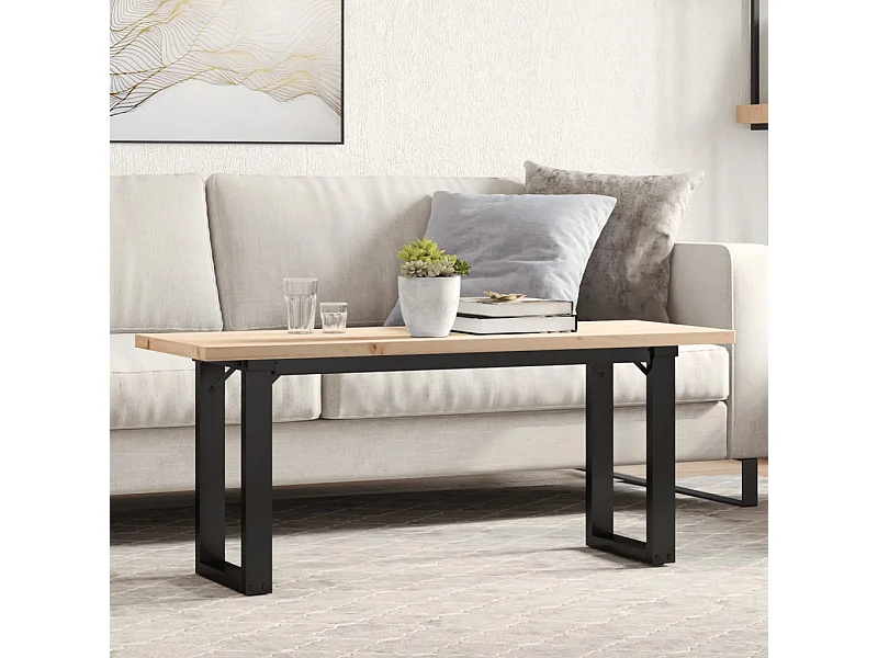 Table basse cadre en O 110x40x45,5 cm bois de pin massif acier