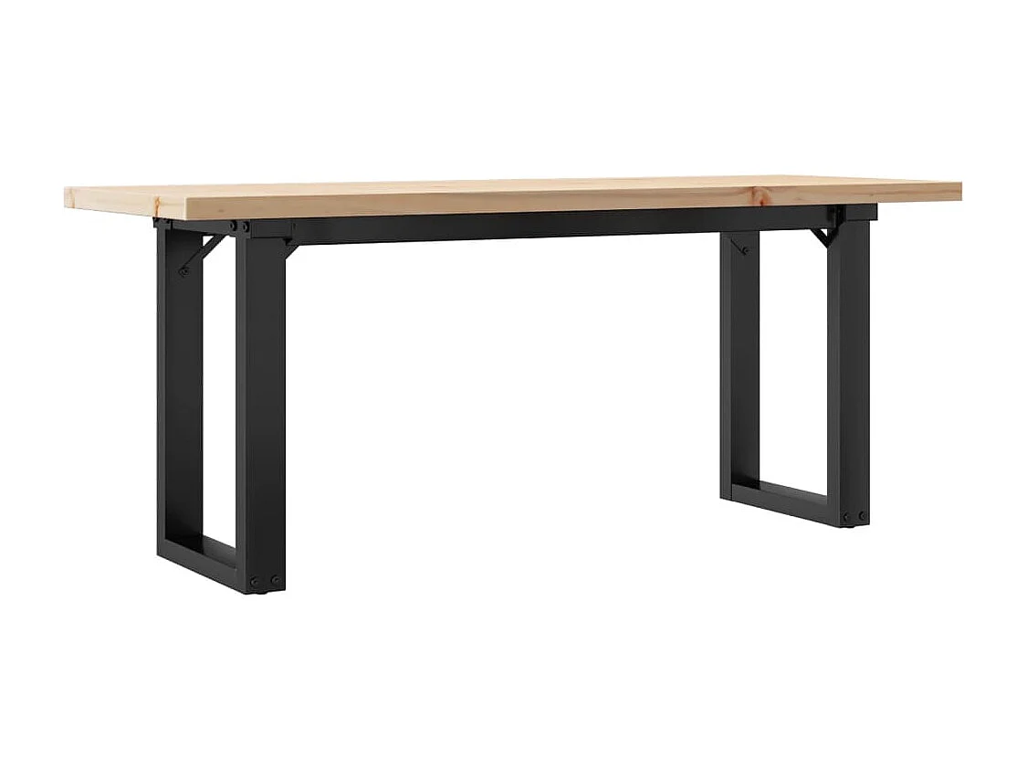 Mesa de centro estructura en forma de O 110x40x45,5 cm madera maciza de pino acero