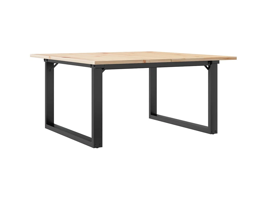 Table basse cadre en O 80x80x45 cm bois de pin massif et acier