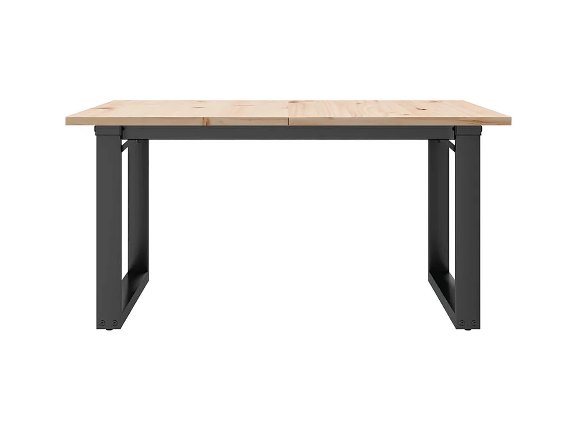 Table basse cadre en O 80x80x45 cm bois de pin massif et acier