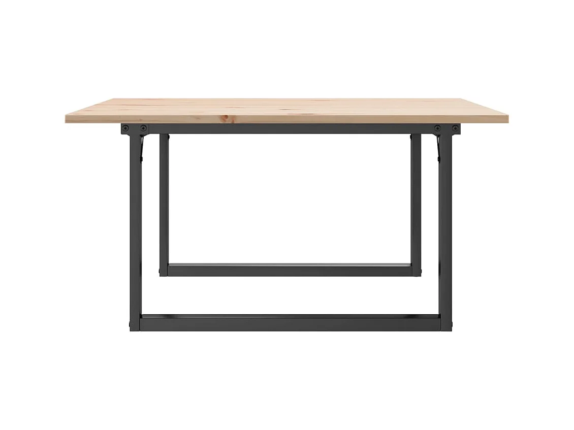 Table basse cadre en O 80x80x45 cm bois de pin massif et acier