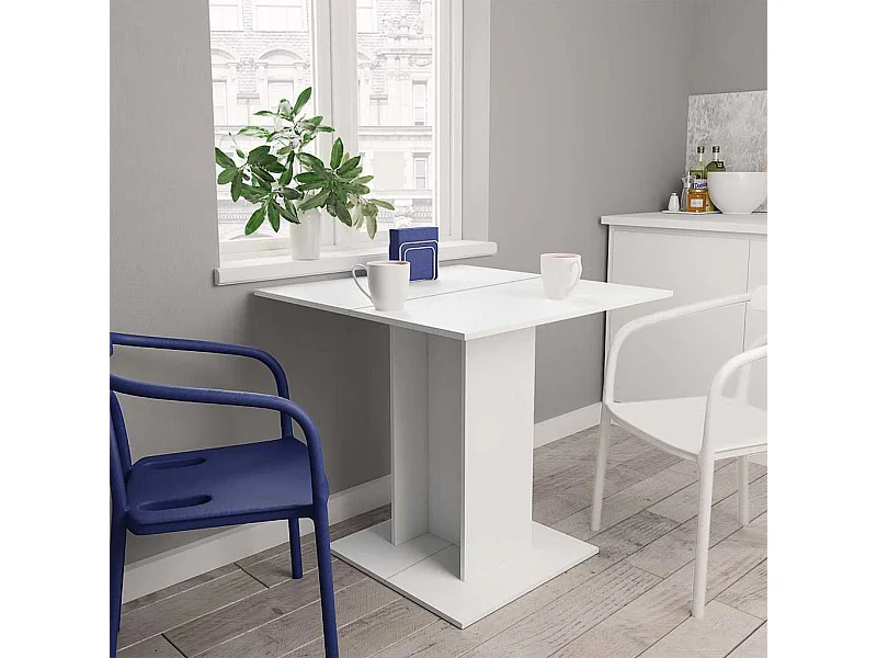 Table à manger Blanc 80x80x75 cm bois d'ingénierie