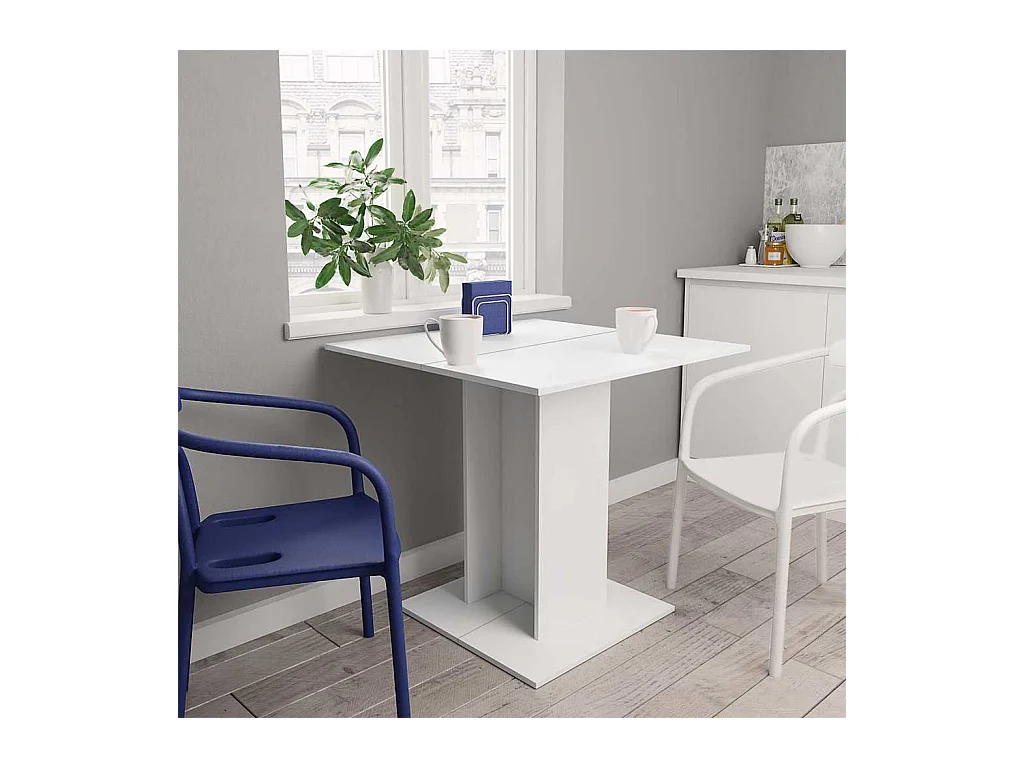 Table à manger Blanc 80x80x75 cm bois d'ingénierie