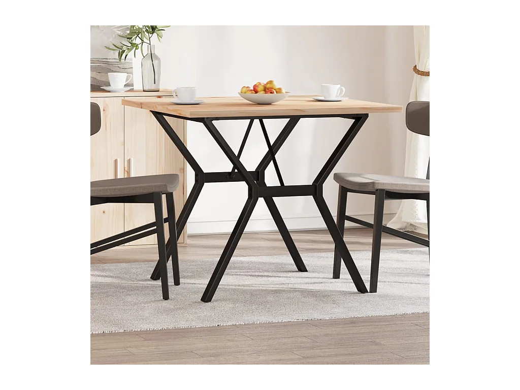 Table à manger cadre en Y 90x90x75,5cm bois de pin massif acier