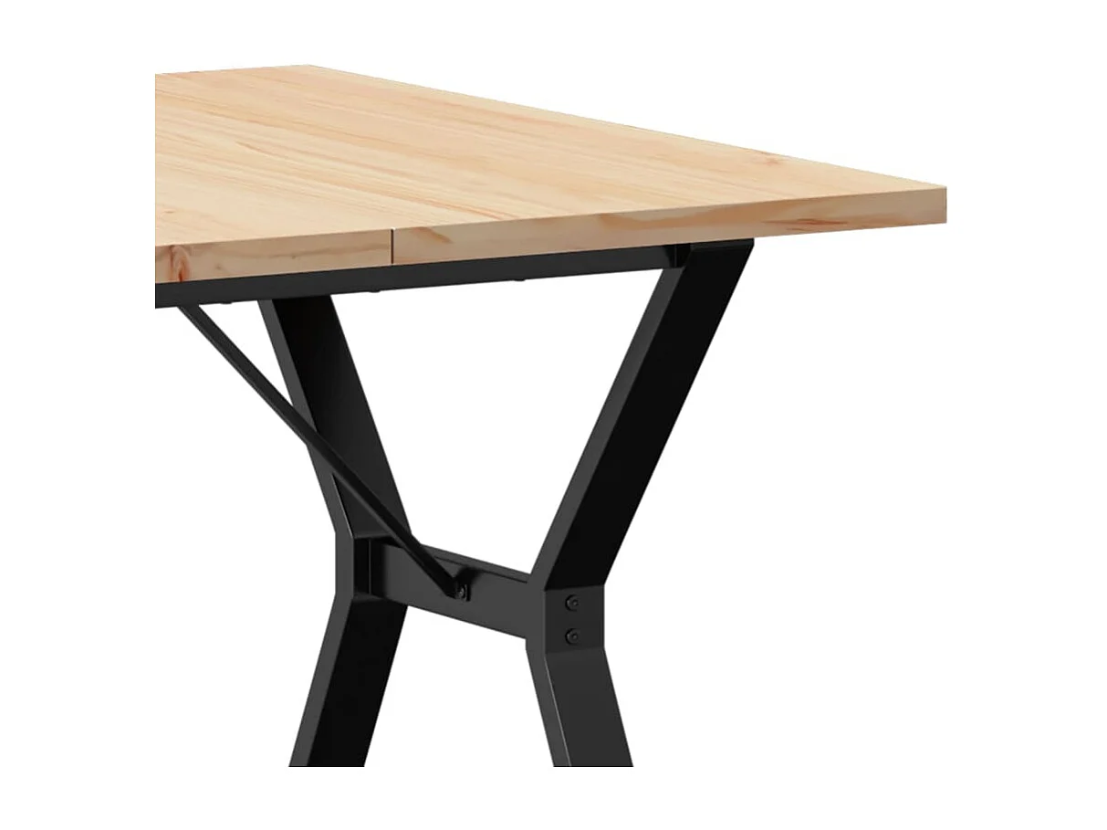 Table à manger cadre en Y 90x90x75,5cm bois de pin massif acier