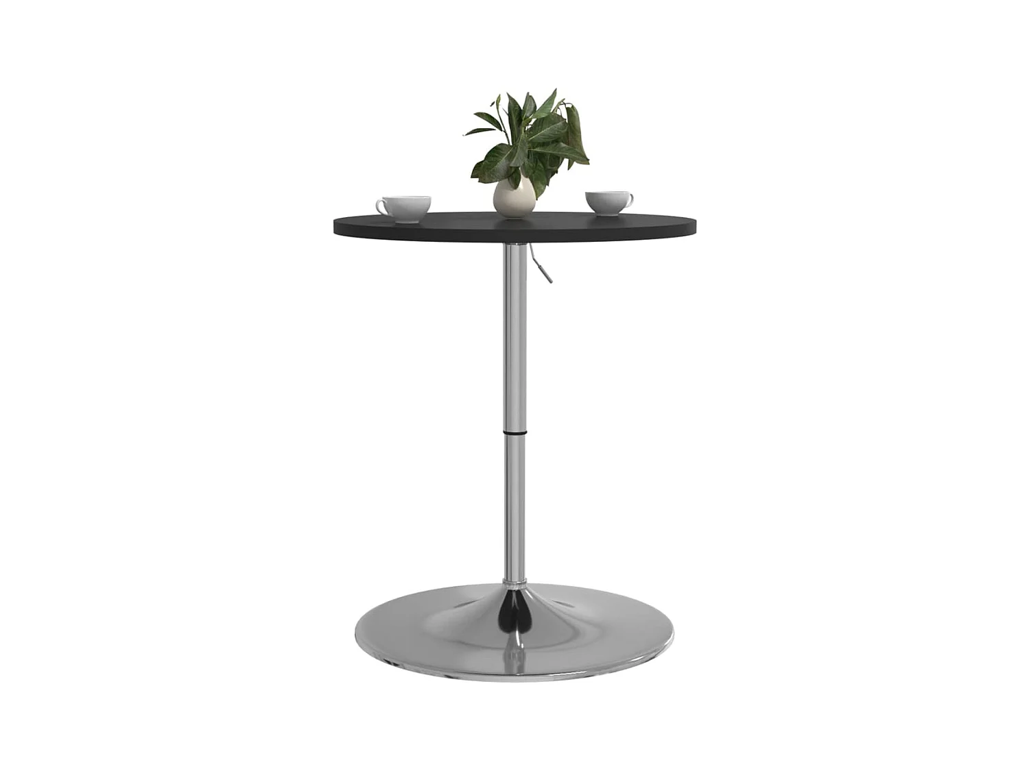 Table de bar noir 60x60x90 cm bois d'ingénierie et acier chromé