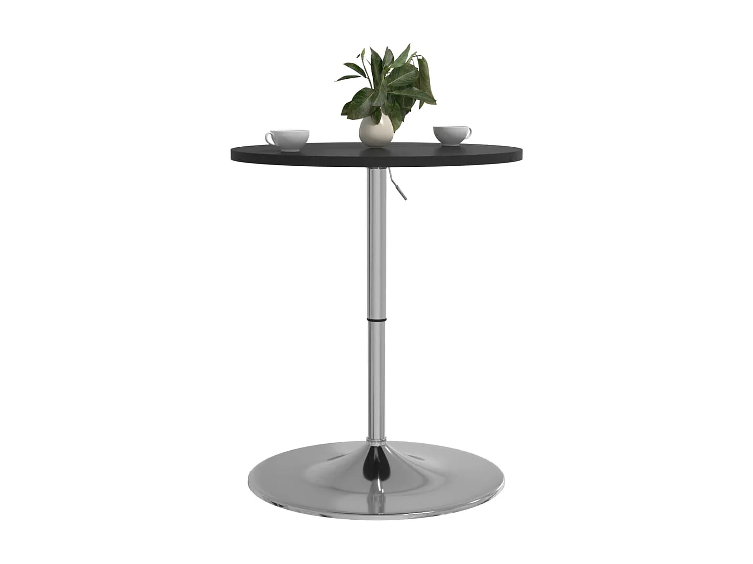 Mesa de bar negra 60x60x90 cm de madera de ingeniería y acero cromado