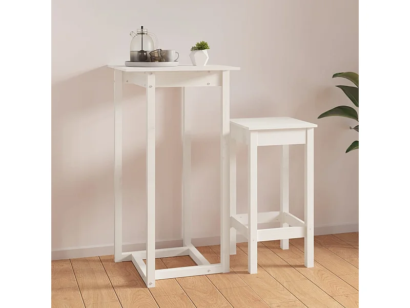 Mesa de bar blanca 60x60x110 cm Madera maciza de pino