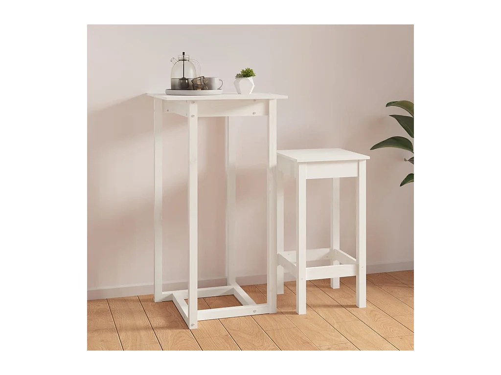 Table de bar Blanc 60x60x110 cm Bois massif de pin