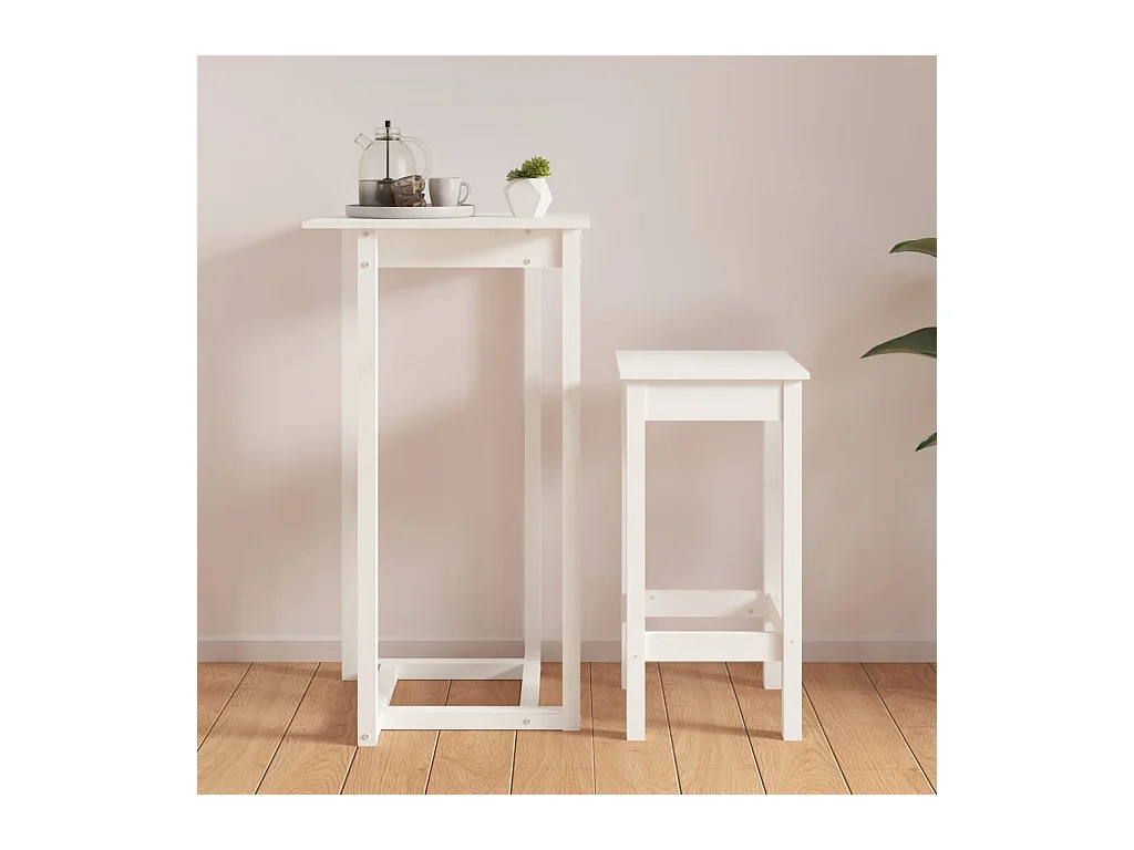 Table de bar Blanc 60x60x110 cm Bois massif de pin