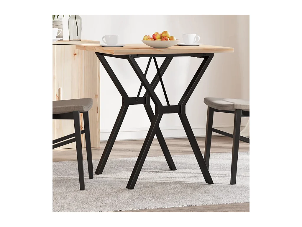 Table à manger cadre en Y 70x70x75,5cm bois de pin massif acier