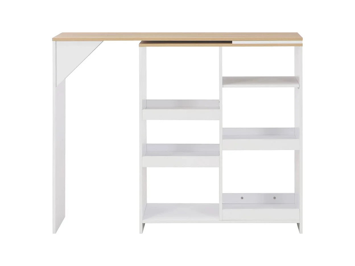 Table de bar avec tablette amovible Blanc 138x39x110 cm