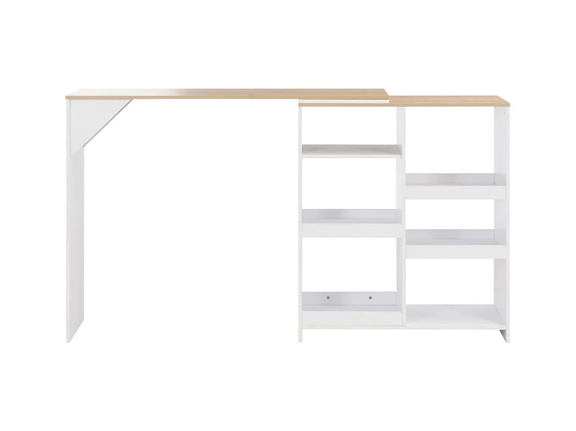 Table de bar avec tablette amovible Blanc 138x39x110 cm