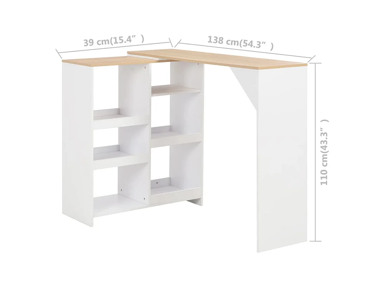 Table de bar avec tablette amovible Blanc 138x39x110 cm