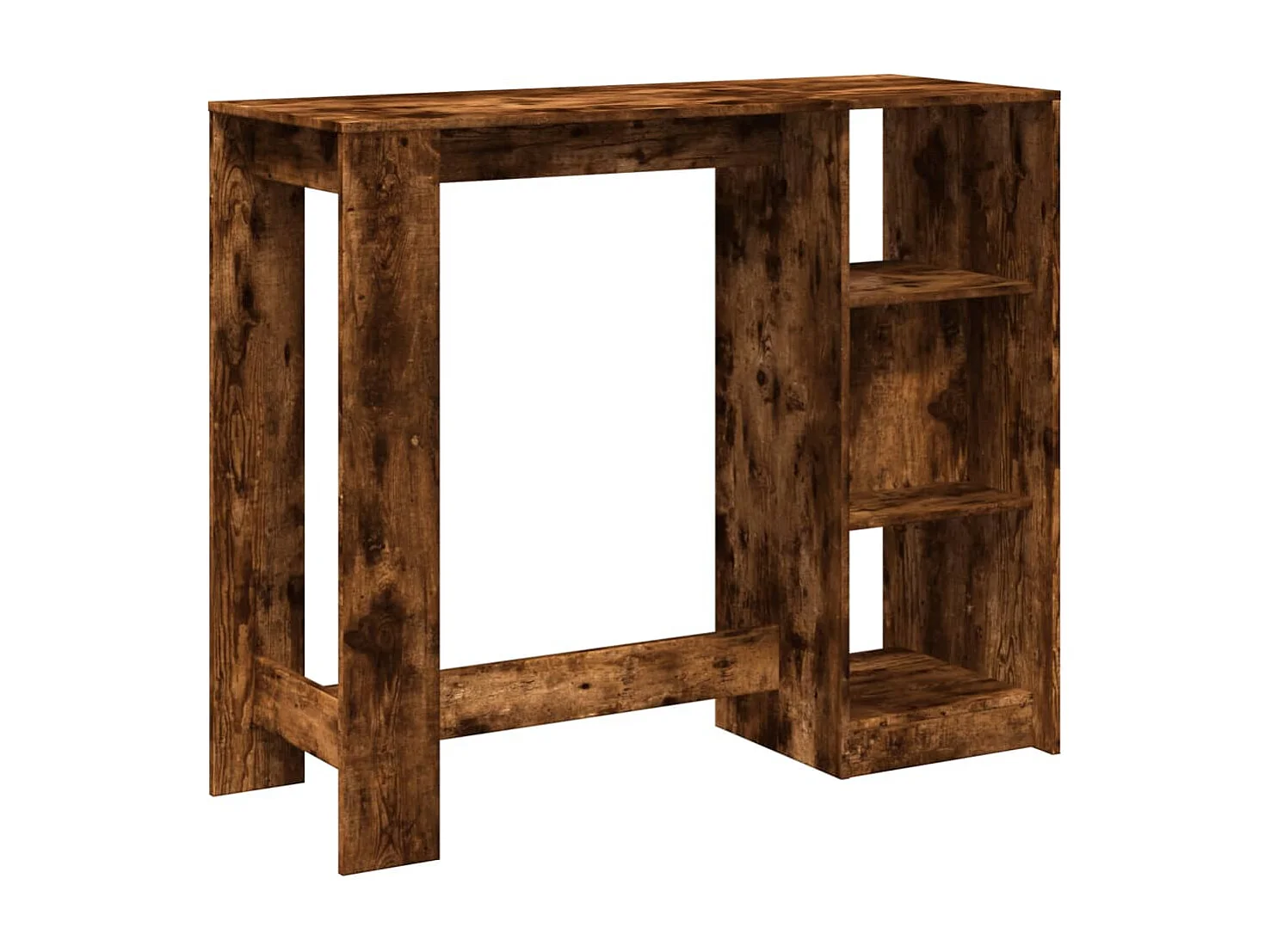 Mesa de bar con estante de madera de ingeniería de roble ahumado