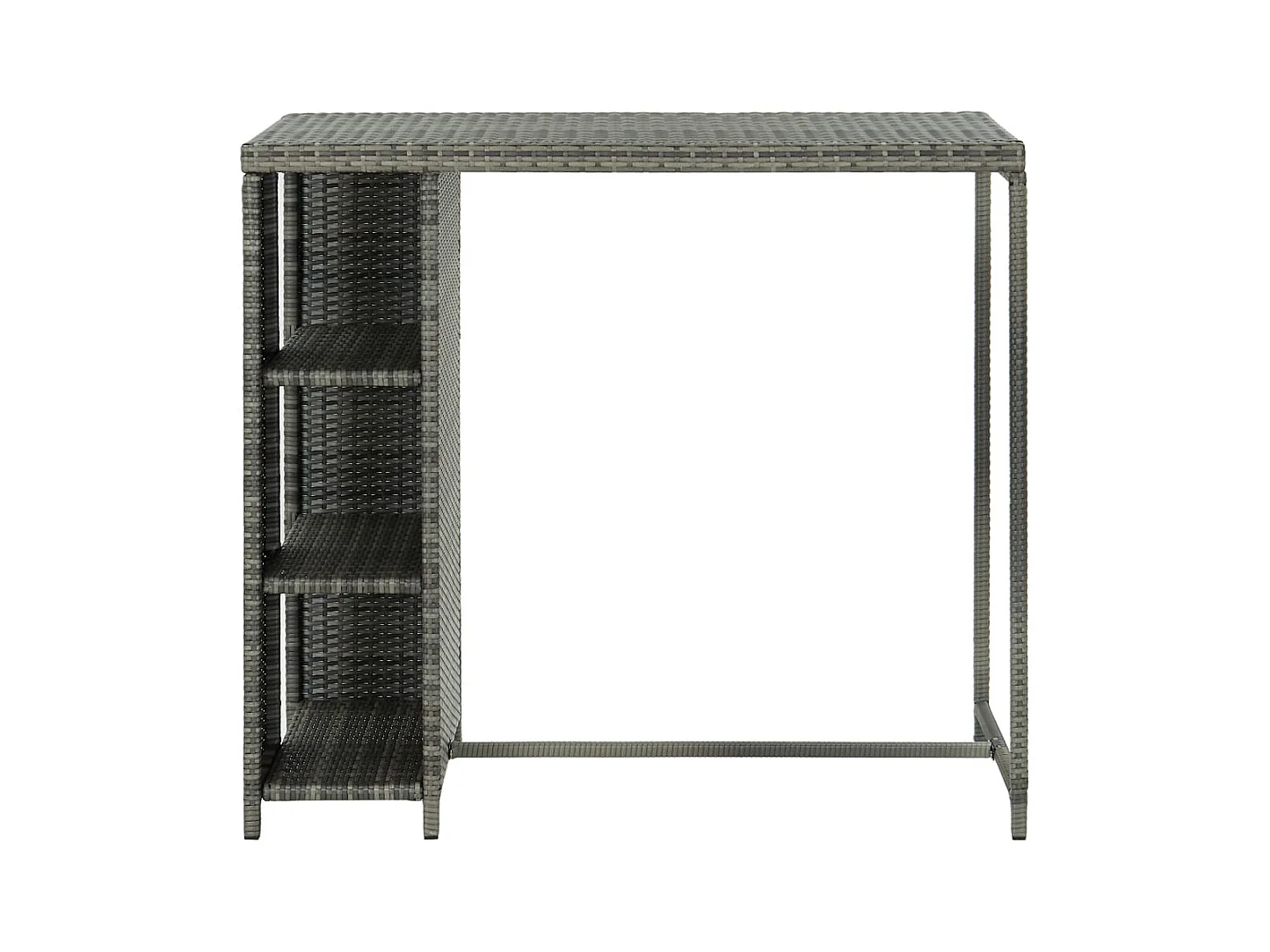 Table de bar avec rangement Gris 120x60x110 cm Résine tressée