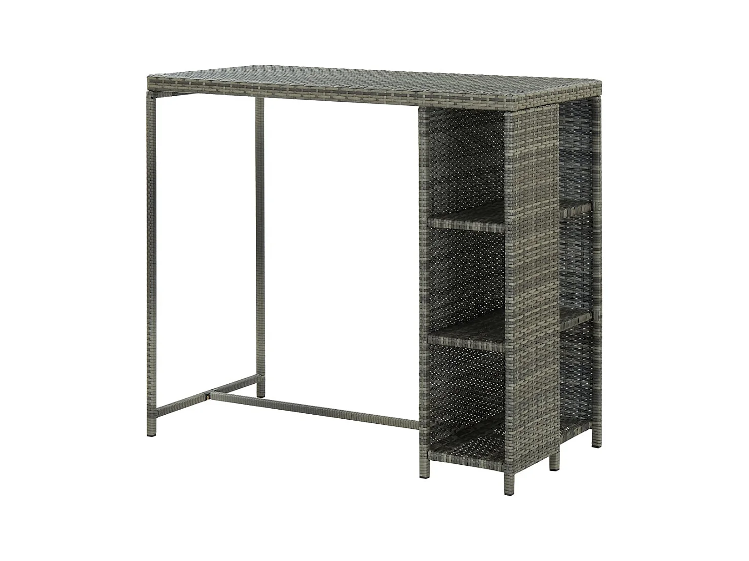 Table de bar avec rangement Gris 120x60x110 cm Résine tressée