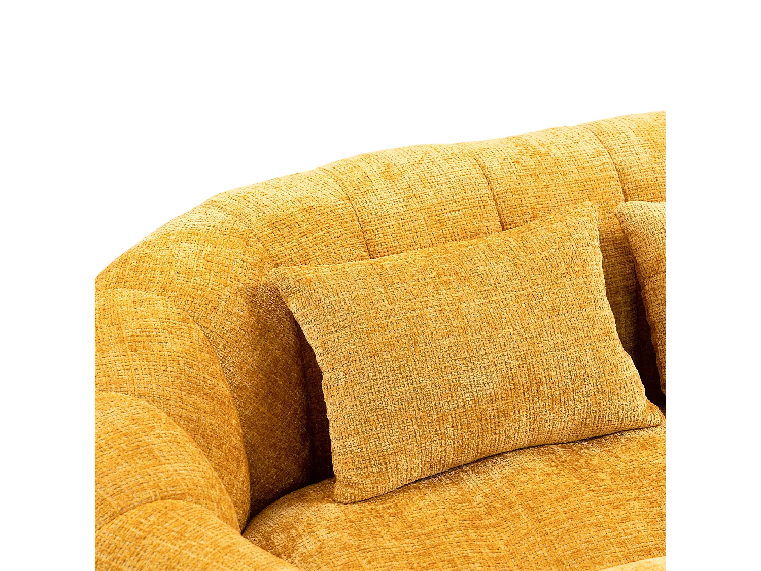 Canapé pouf 2 places jaune en chenille – avec deux coussins confortables - fauteuil pouf haut dossier – ultra durable et confortable