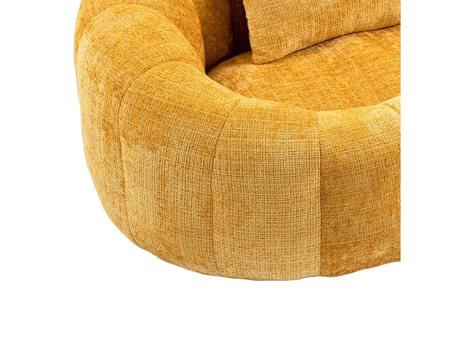 Canapé pouf 2 places jaune en chenille – avec deux coussins confortables - fauteuil pouf haut dossier – ultra durable et confortable