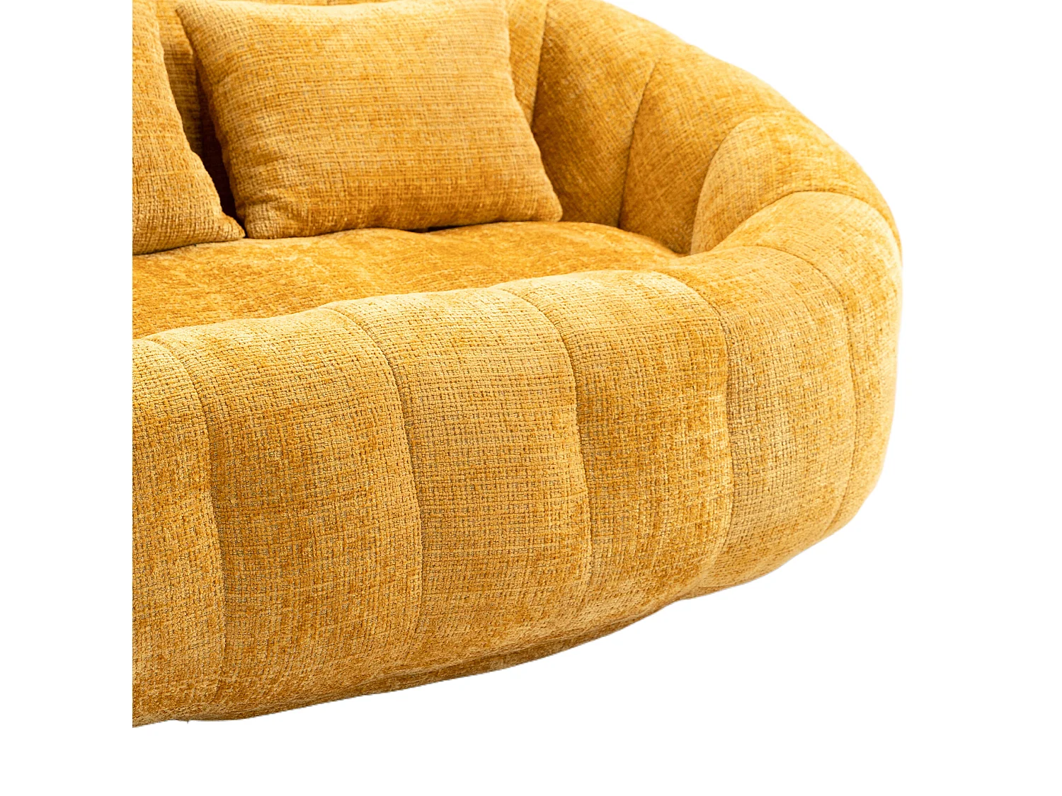 Canapé pouf 2 places jaune en chenille – avec deux coussins confortables - fauteuil pouf haut dossier – ultra durable et confortable