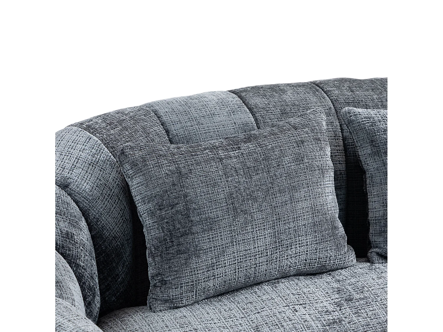 Canapé pouf 2 places gris en chenille – avec deux coussins confortables - fauteuil pouf haut dossier – ultra durable et confortable