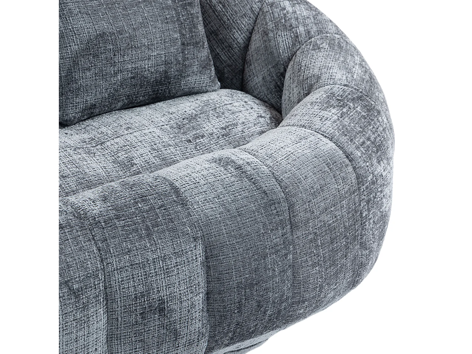 Canapé pouf 2 places gris en chenille – avec deux coussins confortables - fauteuil pouf haut dossier – ultra durable et confortable
