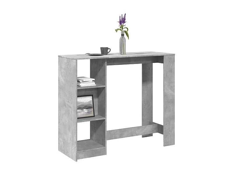 Table de bar avec étagère gris béton bois d'ingénierie