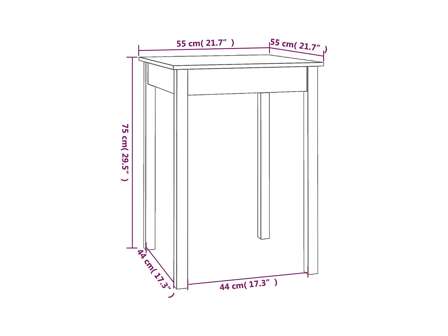 Table à manger Blanc 55x55x75 cm Bois massif de pin