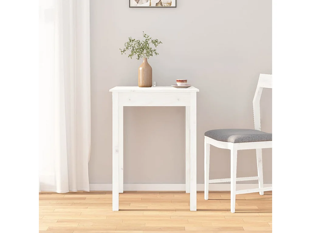 Mesa de comedor Blanca 55x55x75 cm Madera maciza de pino