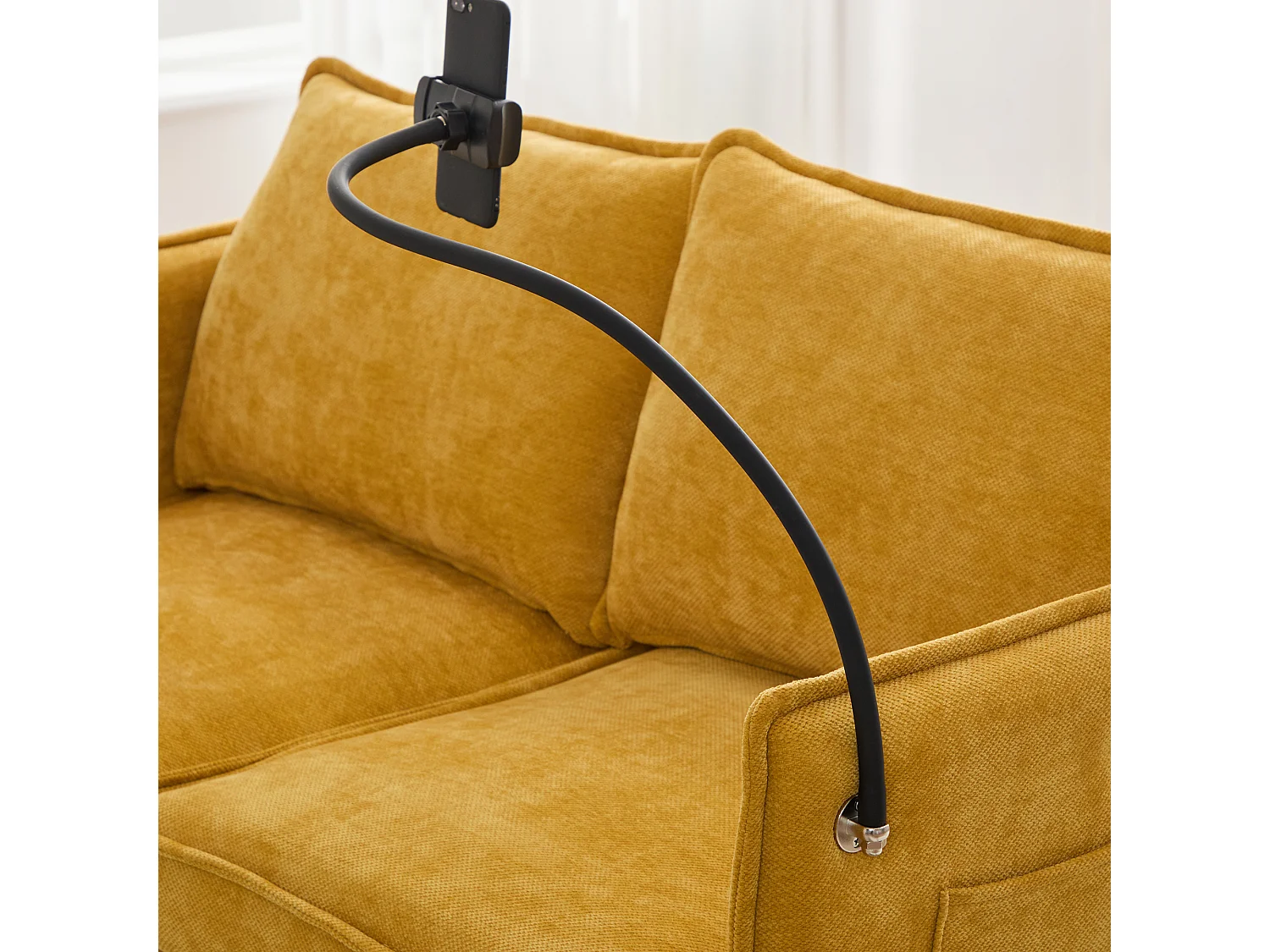 Gekoppelde 2-zitsbank met opbergruimte - USB-poort, telefoonhouder en zijvakken - Chenillestof