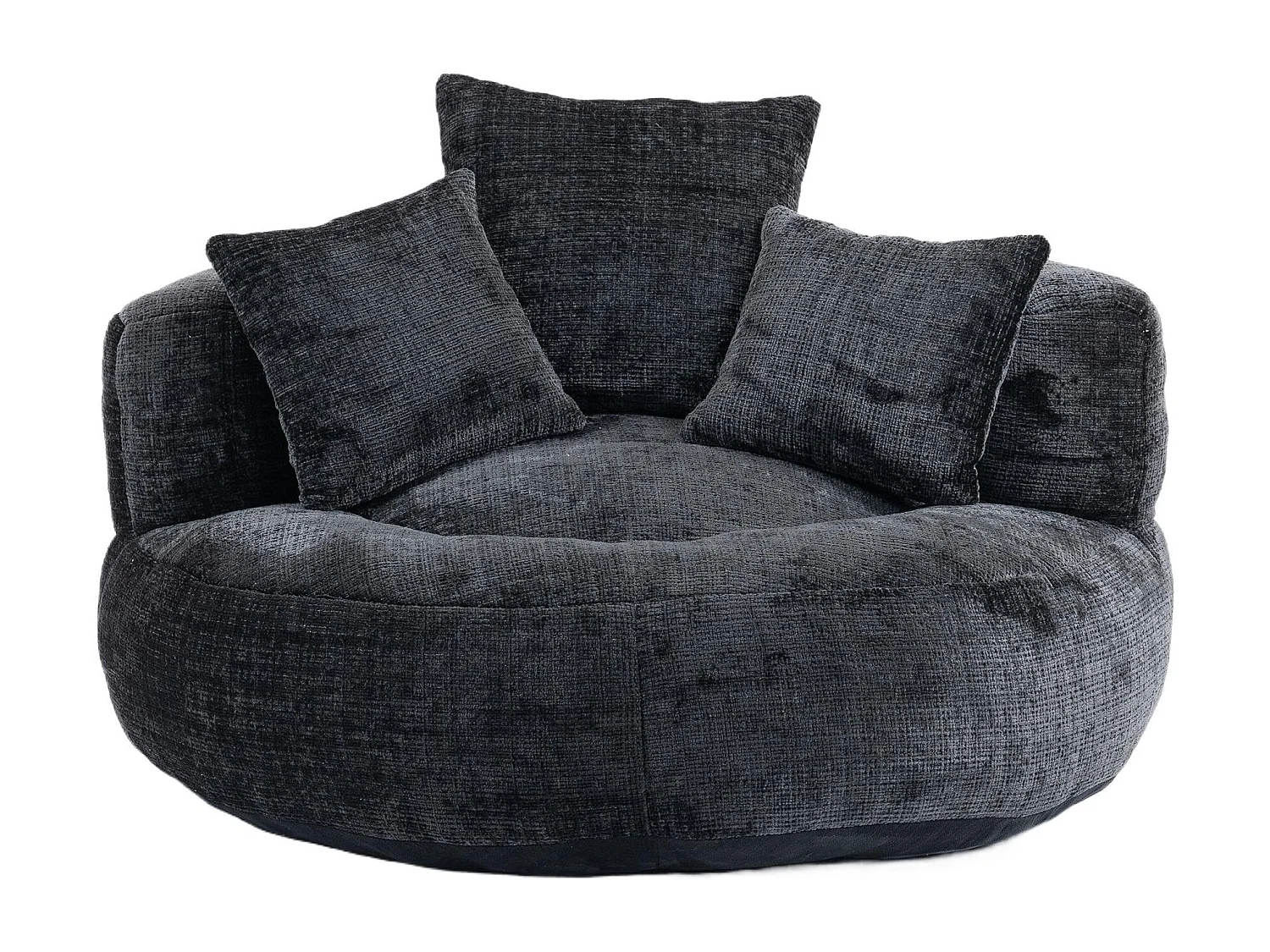 Fauteuil pouf noir  – haut dossier – grand modèle – 3 coussins inclus – ultra moelleux et usage multi-situations - pour adultes et enfants