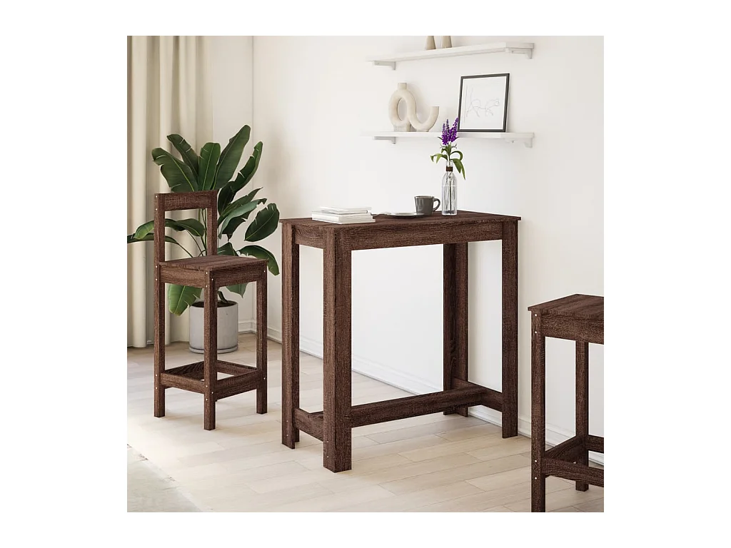Table de bar chêne marron 102x50x103,5 cm bois d'ingénierie