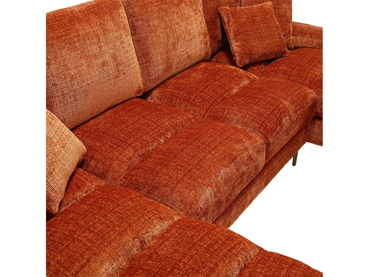 Modulaire U-vormige loungebank (272x136x88 cm) - 6 plaatsen in chenille - Omvormbaar tot bed - Relax-opstelling