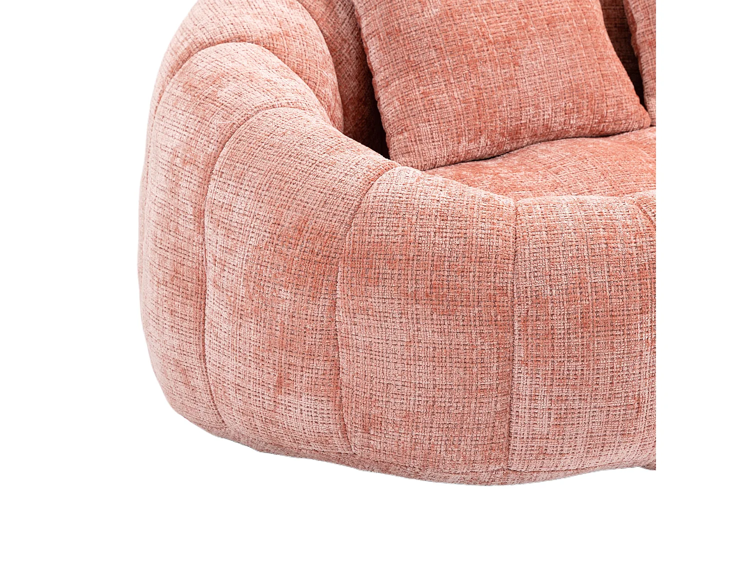 Canapé pouf 2 places rose en chenille – avec deux coussins confortables - fauteuil pouf haut dossier – ultra durable et confortable